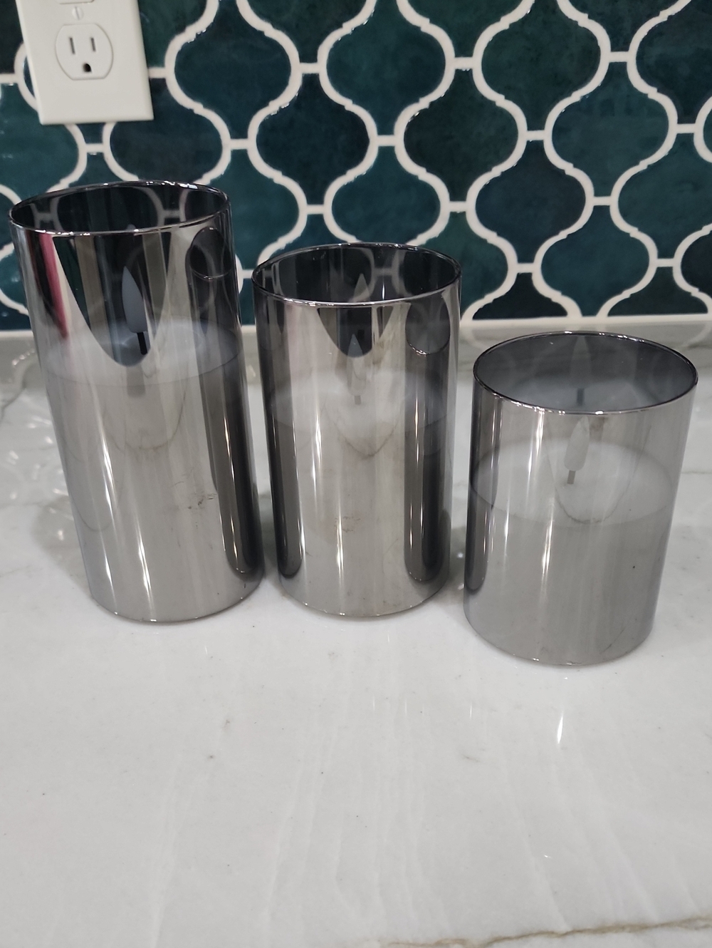 EUC Gray Mirrored Flameless Candles